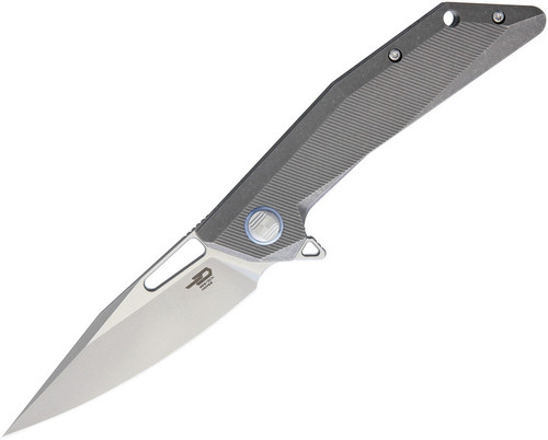 Bestech T1802A Shrapnel, 3.5" CPM-S35VN Plain Blade, Gray Titanium Handle