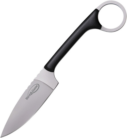 Cold Steel Bird and Game (CS20A) 3.5" AUS-8A Satin Drop Point Plain Blade, Black Rubber Handle, Black Polymer Sheath