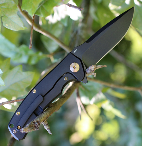 Reate Knives 05 Mini Horizon Framelock Black Coated Titanium, 3.5 in M390  Plain Blade