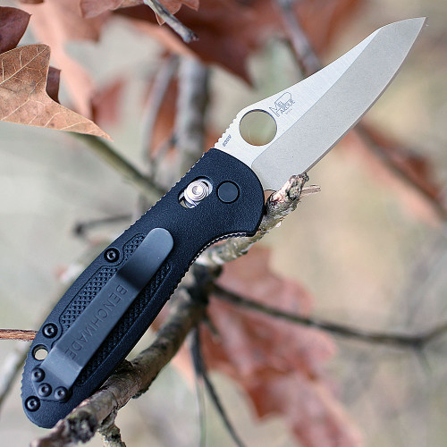 Benchmade Mini Griptilian 555-S30V, 2.91" S30V Sheepsfoot Plain Blade, Black Noryl GTX Handle