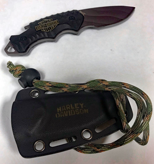 Case Harley Davidson Tex X Neck, 6" Closed Stainless Steel, Black G10 Handle, Kydex Sheath