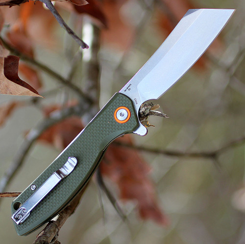 Artisan Tomahawk  ATZ1815PSGNF, 2.36" D2 Steel Tanto Blade, Green G10 Handle