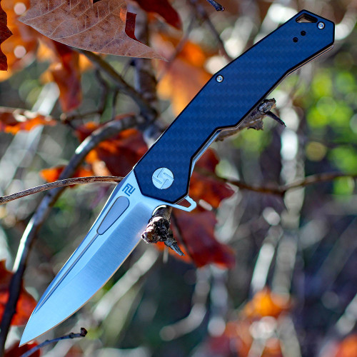 Artisan Zumwalt ATZ1808PCF, 3.94" D2 Plain Blade, Carbon Fiber Handle