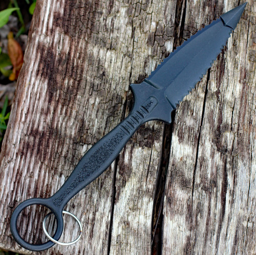 Cold Steel Fgx Ring Dagger (CS92FR) 3.25" Griv-Ex Dagger Serrated Blade, Black Griv-Ex Handle