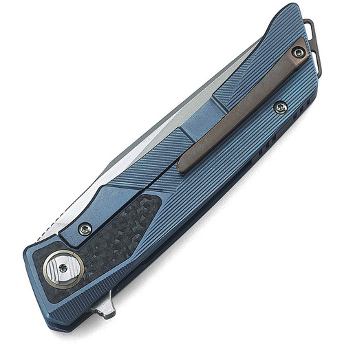 Bestech Knives BTKT1804C Sky Hawk Frame Lock, 3.50" CPM-S35VN Bead Blast Blade, Blue Titanium Handle
