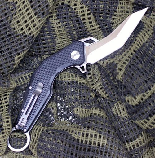 Artisan Cobra ATZ1811PBKF, 3.75" D2 Plain Blade, Flat Black G-10 Handle