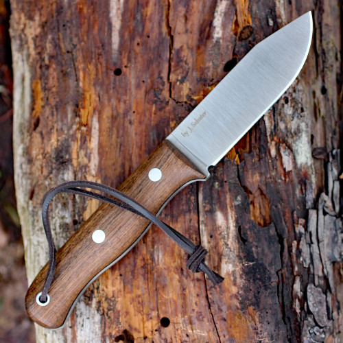 Joker BS9 Campero Bushcraft Knife CN112, 4.14" Mova 1.4116 SS. , Walnut Handle, Leather Sheath