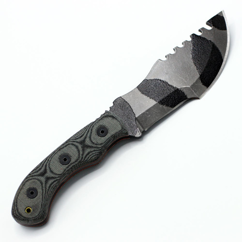 TOPS TBT-040CAMO Tom Brown Tracker #4 , 3.50" 1095 Steel Camo Finish, Black Linen Micarta Handle