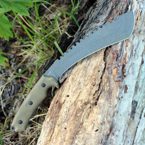 TOPS Knives Tundra Trekker - Green Canvas Micarta (9" 1095 Kukri) TDTK-01