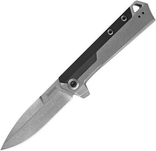 Kershaw Oblivion Assisted Opening Knife (3860)- 3.50" Stonewashed 8Cr13MoV Spear Point Blade, Stonewash Stainless Steel Handle