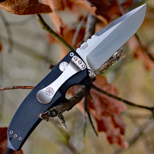 Hogue EX-A03 Auto (HO34336) 3.5" 154CM Stonewashed Drop Point Plain Blade, Black Polymer Handle w/ Cobblestone Texture