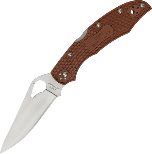 BYRD CARA CARA 2 (BY03PBN2) 3.77" 8Cr13MoV Satin Drop Point Plain Blade, Brown Textured Fiberglass Reinforced Nylon Handle