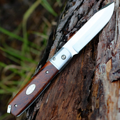 Fallkniven GPdi Gentleman Pocket Knife (FNGPDI) 3" Lam.CoS Satin Spear Point Plain Blade, Desert Ironwood Handle