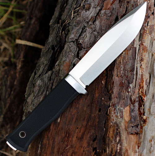 Fallkniven S1 PRO10 (FNS1PRO10) 5.12" Lam.Cos Satin Drop Point Plain Blade. Black Thermorum Handle, Zytel Sheath