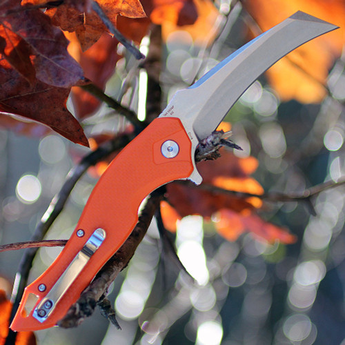 Artisan Eagle ATZ1816POEF, 3.46" D2 Steel Tanto Blade, Orange D2 Handle