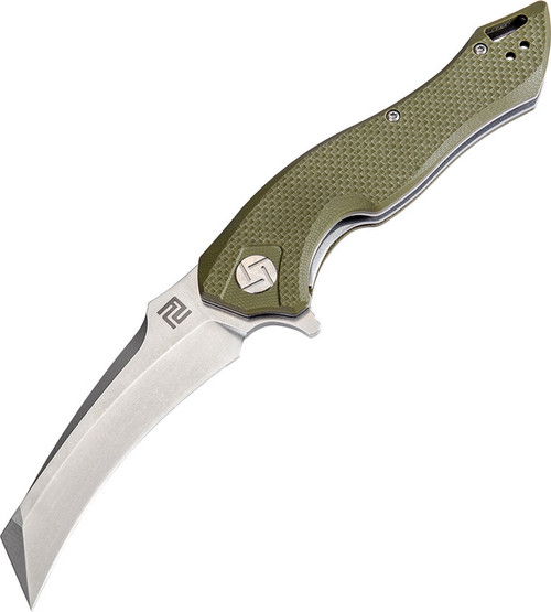 Artisan Eagle ATZ1816PGNF, 3.46" D2 Steel Tanto Blade, Green D2 Handle