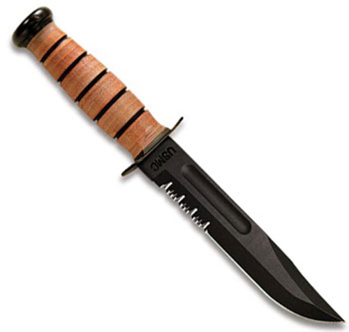 Case®  Grooved Leather USMC® Knife w/ Leather Sheath –