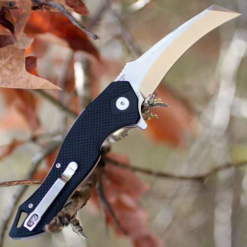 Artisan Eagle ATZ1816PBKF, 3.46" D2 Steel Tanto Blade, Black D2 Handle