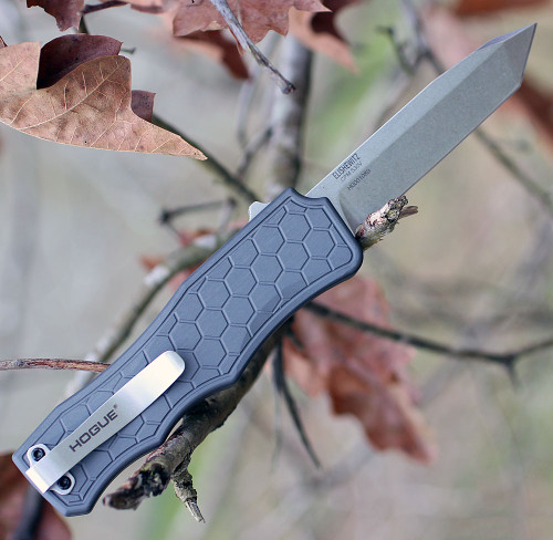 Houge Exploit 34042 OTF, 3.5" CPM S30V Tanto Tumbled Blade, Matte Grey Aluminum Handle