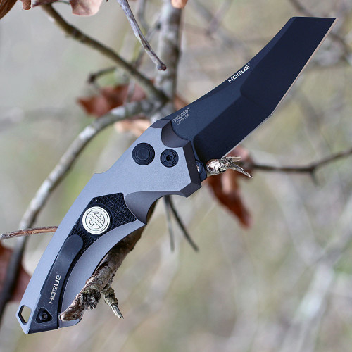 Hogue Sig Sauer 36522 EX-A05 Tactical Folder, 3.5" CPM154 Wharncliffe Plain Blade, Grey Aluminum/Black G-10 Handle