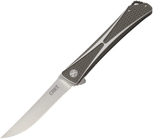 CRKT Jumbones (CR7532) 4.85" AUS-8 Satin Drop Point Plain Blade, Gray Aluminum Handle