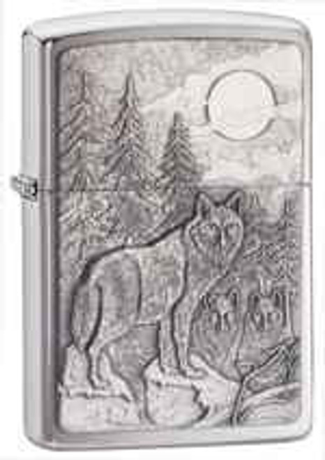Zippo Z20855 Classic Lighter, Timberwolves Emblem, Brushed Chrome