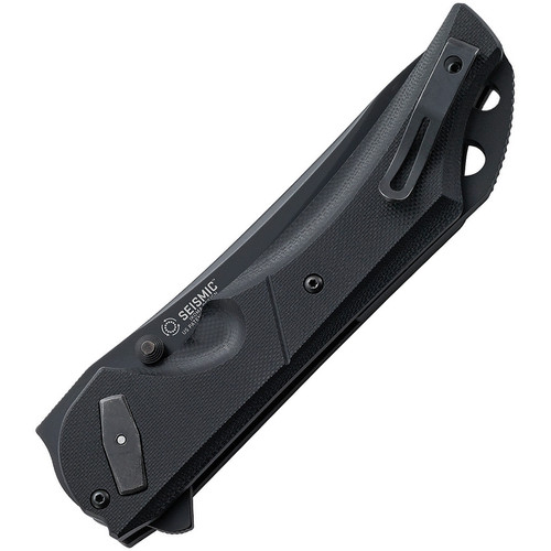 CRKT Seismic (CR5401K) 4" 1.4116 Black Drop Point Partially Serrated Blade, Black G-10 Handle