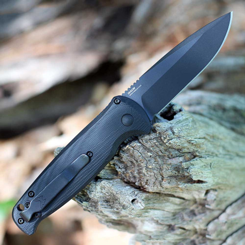 Benchmade CLA Auto 4300BK, 3.4 in. 154CM Stainless Steel, Black Plain Edge