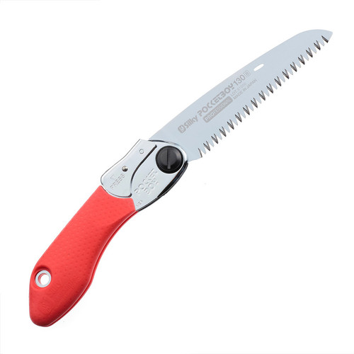 Silky PocketBoy 130mm Folding Saw - 5.12" Chrome-Plated Blade, Rubber Handle, Flip-Lock Case