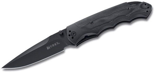 CRKT 1050K Fire Spark™, 3.875" Black 8Cr14MoV Plain Blade, Black G-10 Handle