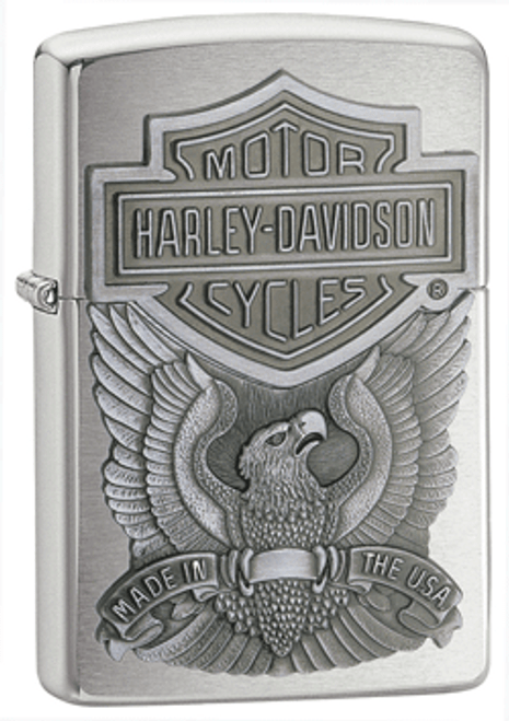 Zippo Z200HDH284 Classic Lighter, Harley Davidson "Made in the USA" Emblem, Brushed Chrome