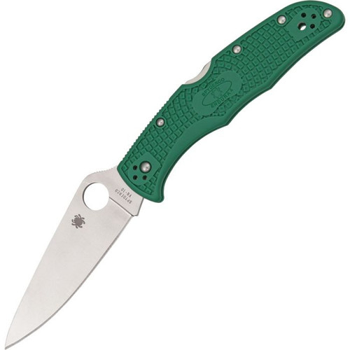 Spyderco Endura 4 (C10FPGR) 3.75" VG-10 Satin Plain Drop Blade, Green FRN Handle