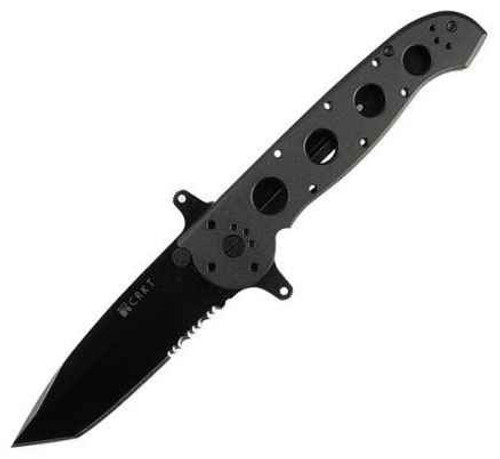 CRKT M16 Special Forces (CR14SF) 3.99" AUS-8 Black TiNi Coated Tanto Partially Serrated Blade, Black Aluminum Handle