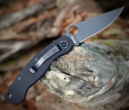 Spyderco Military C36GPBK CPM-S30V DLC Clip Point Blade Open Detail View