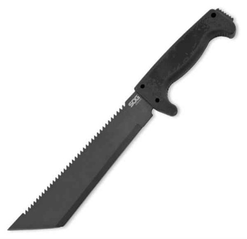 Sog SOGMC04N Sogfari Machete, 10" 3Cr13 SS Combo Blade, Black Kraton Handle, Nylon Sheath