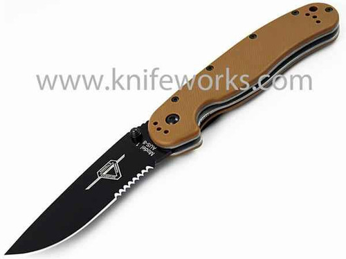 Ontario Rat Folder, Black Blade, Coyote Brown, Combo Edge