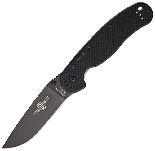 Ontario RAT Model 1A A/O Folder, Black AUS8, Black G-10 Handle