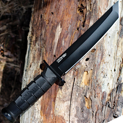 Cold Steel Leatherneck Tanto (CS39LSFCT) 7" D2 Tanto Flat Plain Blade, Black Polymer Handle, Black Secure-Ex Sheath