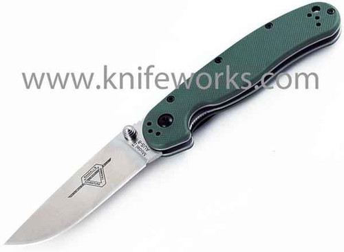 Ontario Rat Model II, 3" AUS-8 Satin Blade, OD Green Nylon Handles