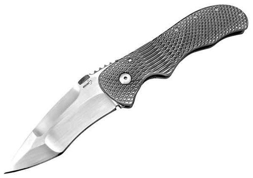 Boker Plus Manaro (01BO145) 3.5" 440C Satin Drop Point Plain Blade, Gray Titanium Handle