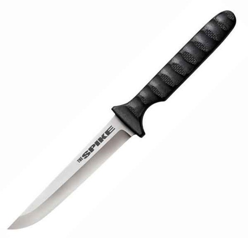 Cold Steel Drop Point Spike (CS53NCC) 4" 4116 SS Satin Drop Point Plain Blade, Black Polymer Handle, Black Secure-Ex Sheath