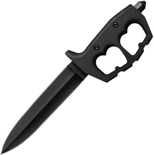 Cold Steel Chaos Double Edge (CS80NTP) 7.5" SK-5 Black Dagger Plain Blade, Black Aluminum Handle