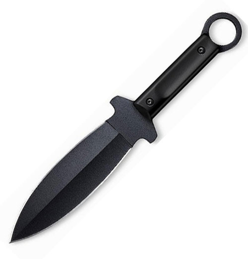 Cold Steel Shanghai Shadow (CS80PSSK) 7" 1055 Black Dagger Plain Blade, Black Polypropylene Handle, Black Cordura Sheath