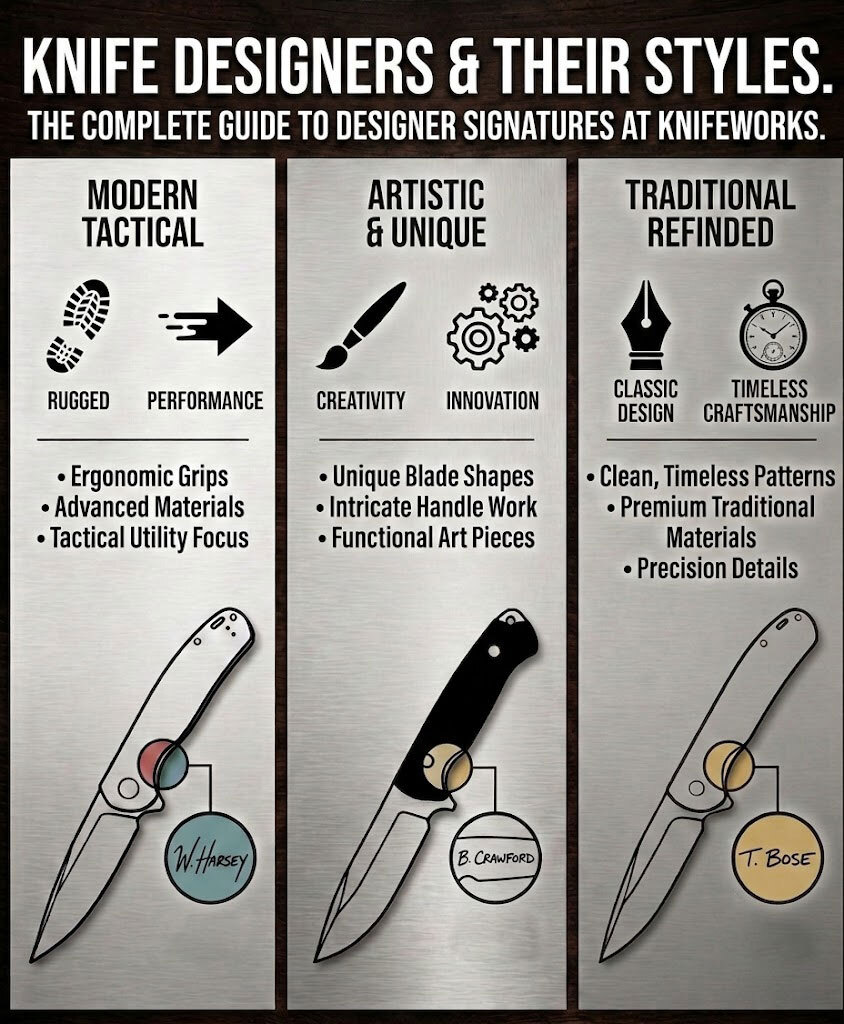 knife designers custom collaboration pocket knives edc folders crkt ken onion jesper voxnaes brad zinker boker lucas burnley les george pro tech everyday carry tactical knives locking utility tools knifeworks columbia louisiana