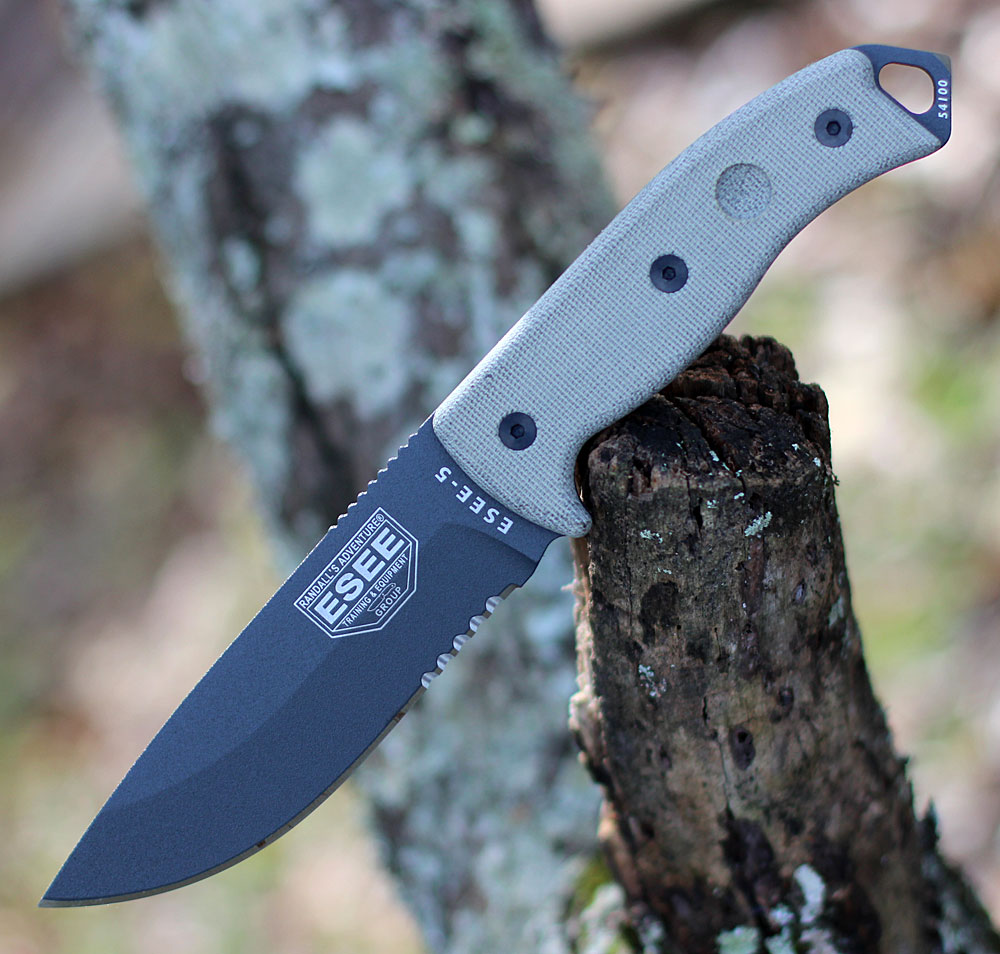 ESEE Knives ESEE-5P-E Black Drop Point - Micarta Handle - Glass