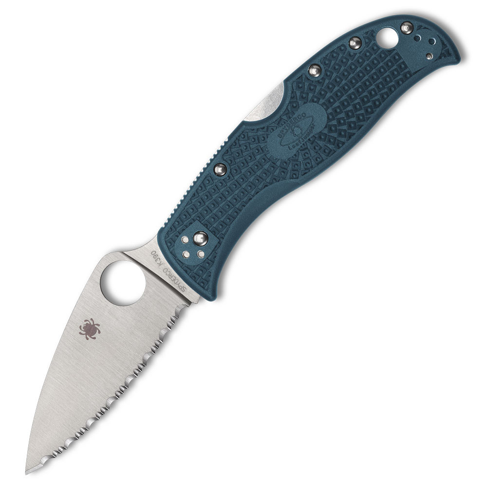 Spyderco LeafJumper K390 Serrated Blue FRN C262SBLK390 | Knifeworks