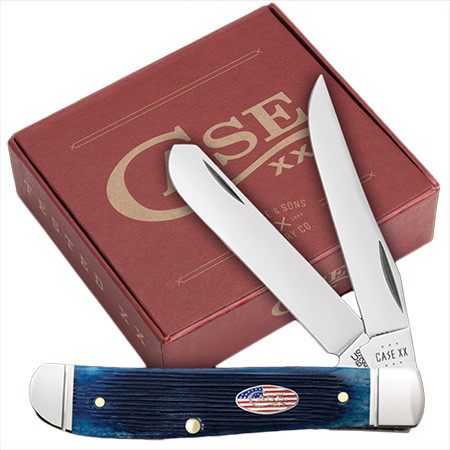 Case Mini Trapper w Cigar Box| 10777 Navy Blue Bone Barnboard Jig