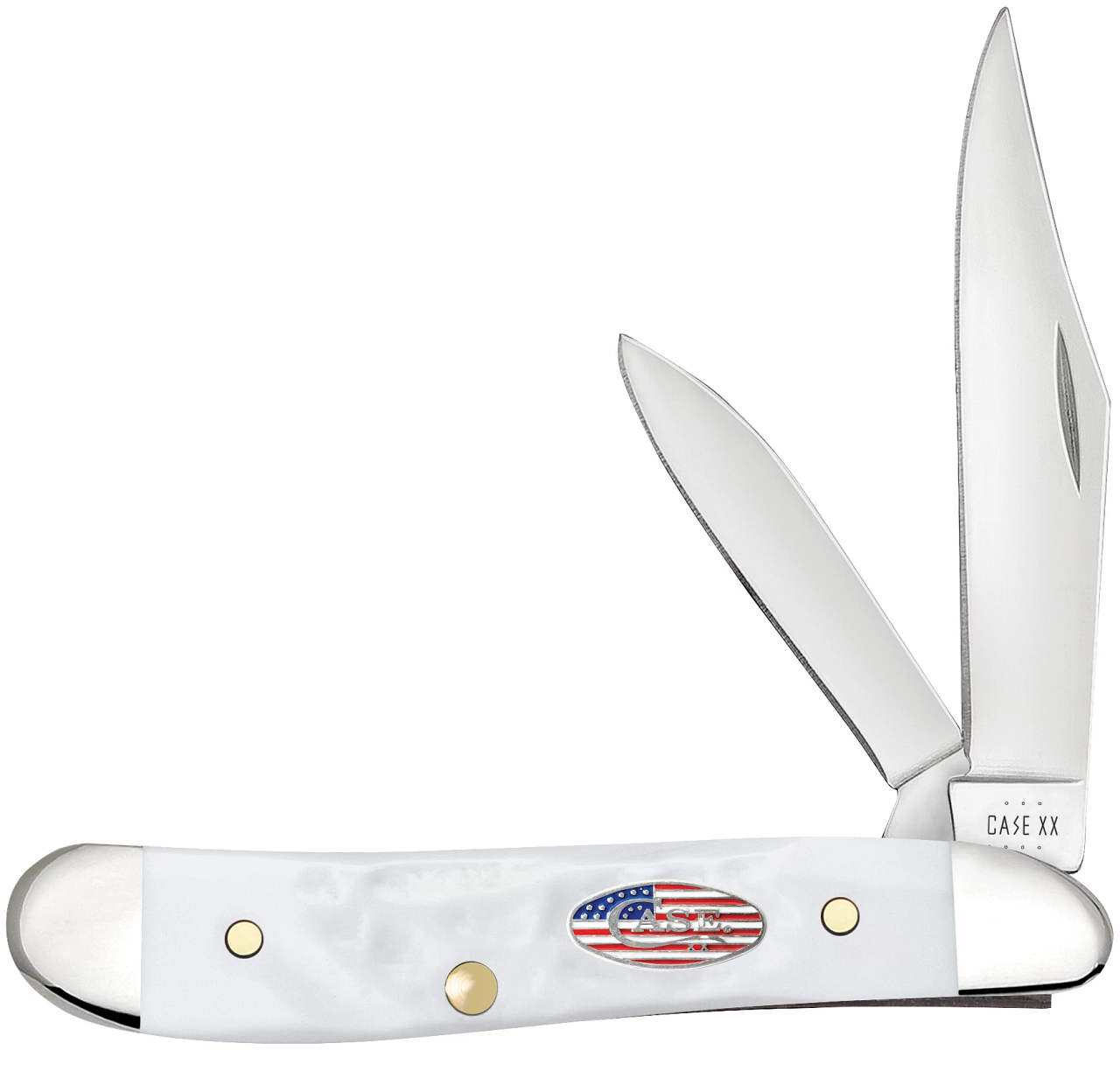 Case Peanut 14105 | Rough White Synthetic Jigged | Knifeworks