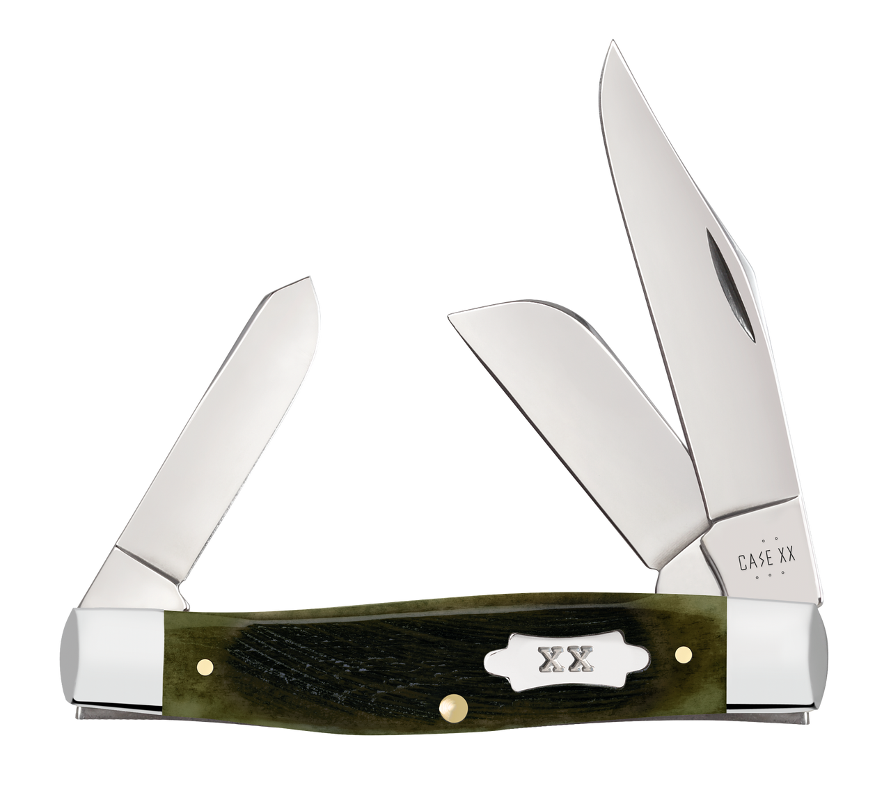 Case Large Stockman 39232 | Olive Green Bone Sawcut Jig | Knifeworks