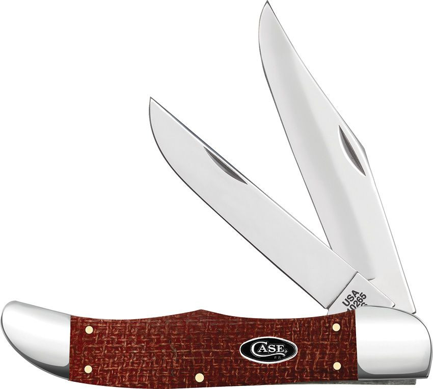 Case Folding Hunter | 12274 Dark Red Burlap Micarta | Knifeworks